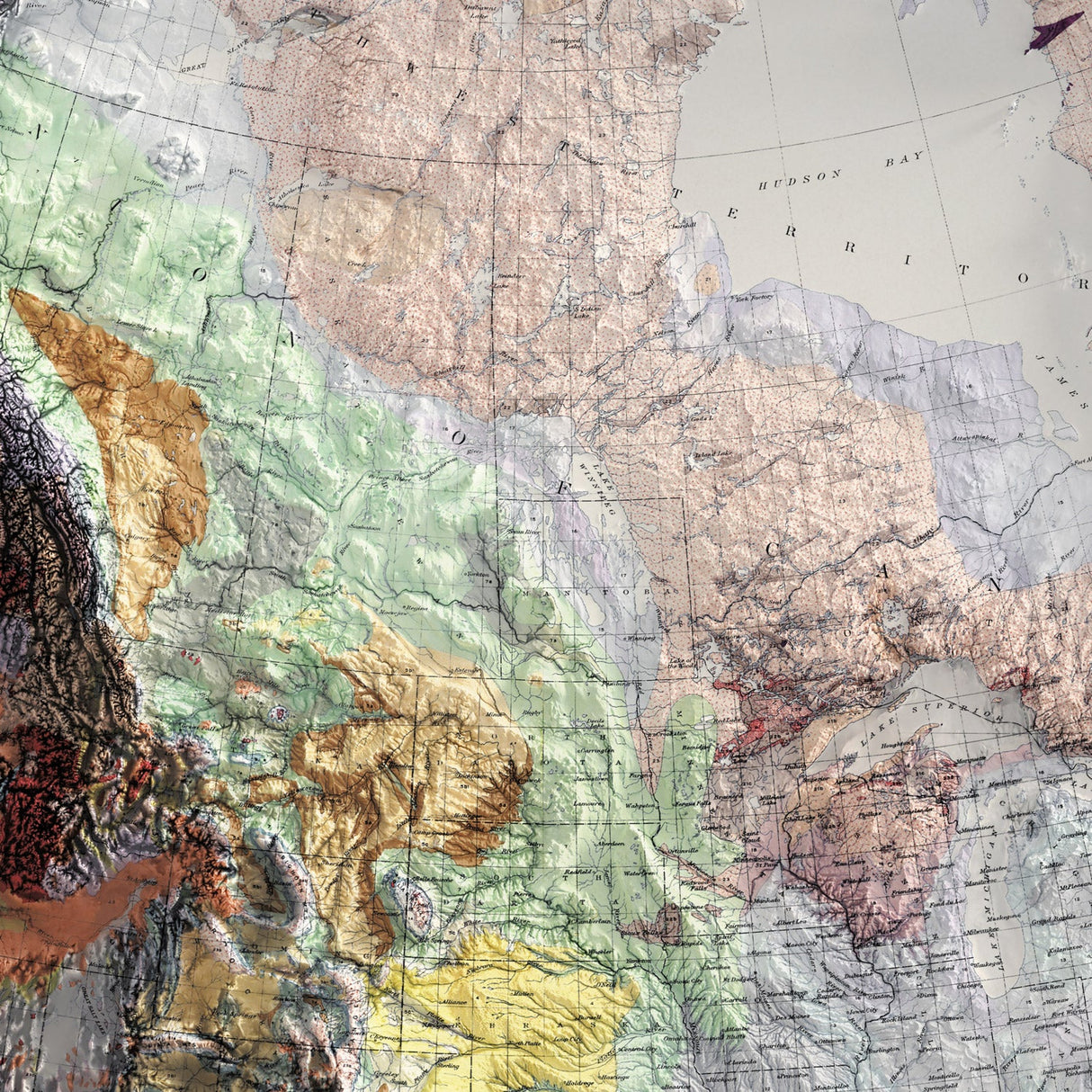 North America Elevation Map | 1911 Vintage Topographic Reproduction