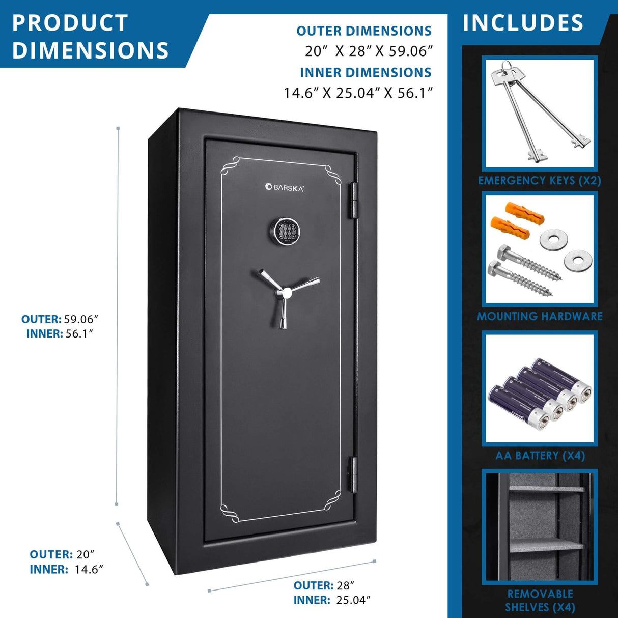 Barska 1.87 CF Heavy-Duty Extra-Large Industrial Steel Fireproof Safe Vault With Digital Keypad (SAK63810)