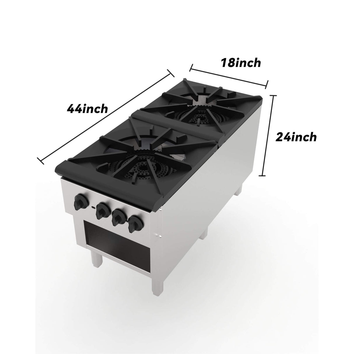 Heavy-Duty 18K BTU Commercial 2-Burner Stainless Steel Gas Stove Range (SAK40721)