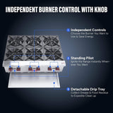 Heavy-Duty 36-Inch Commercial 150K BTU 6-Burner Stainless Steel Countertop Natural Gas And Propane Range (SAK92640)