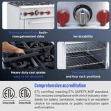36-Inch Commercial 210K BTU 6-Burner Stainless Steel Freestanding Gas Range (SAK85603)