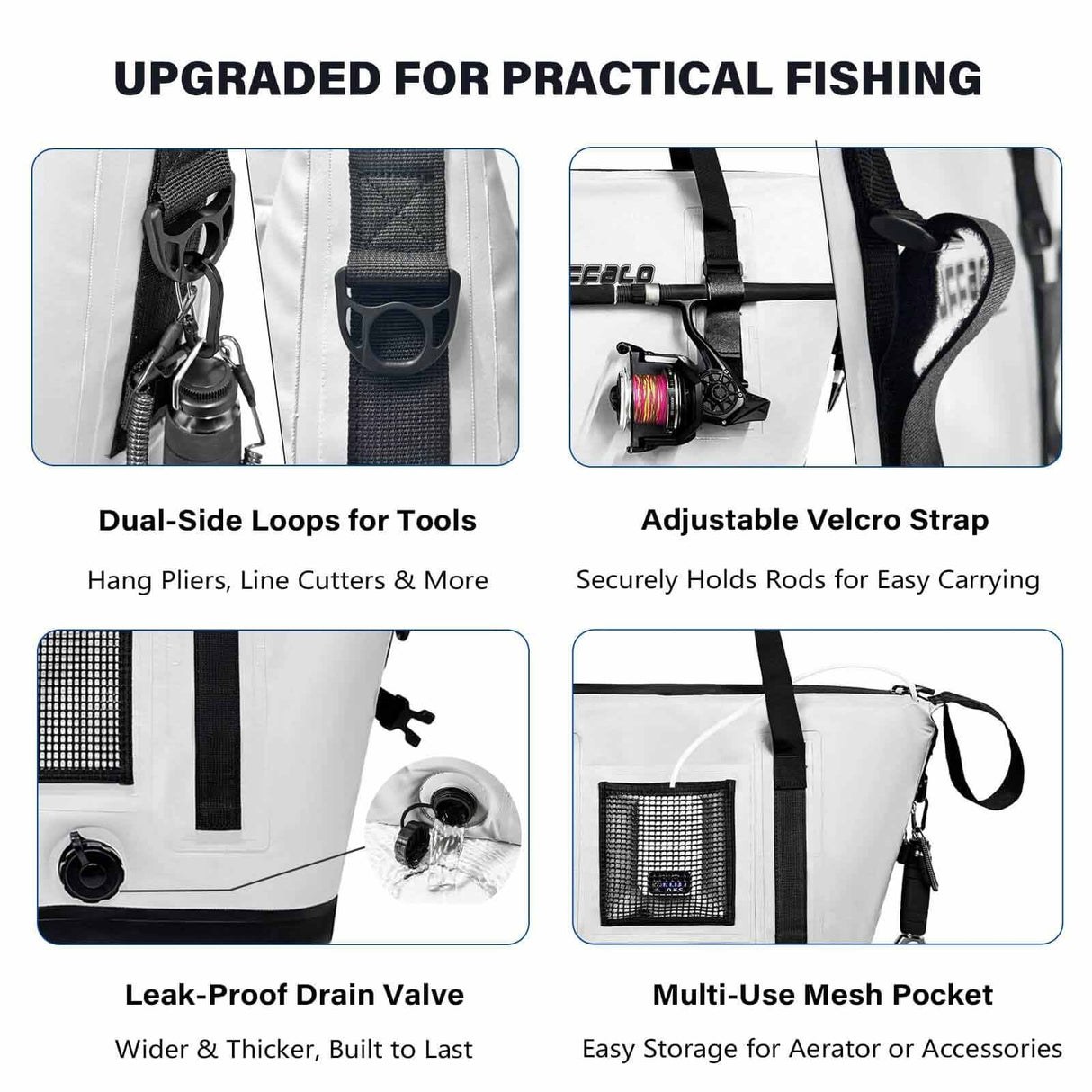 37QT Fish Cooler Bag With Fishing Rod Holder