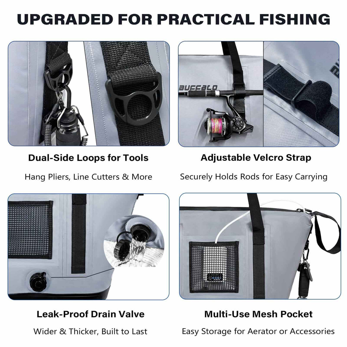 37QT Fish Cooler Bag With Fishing Rod Holder