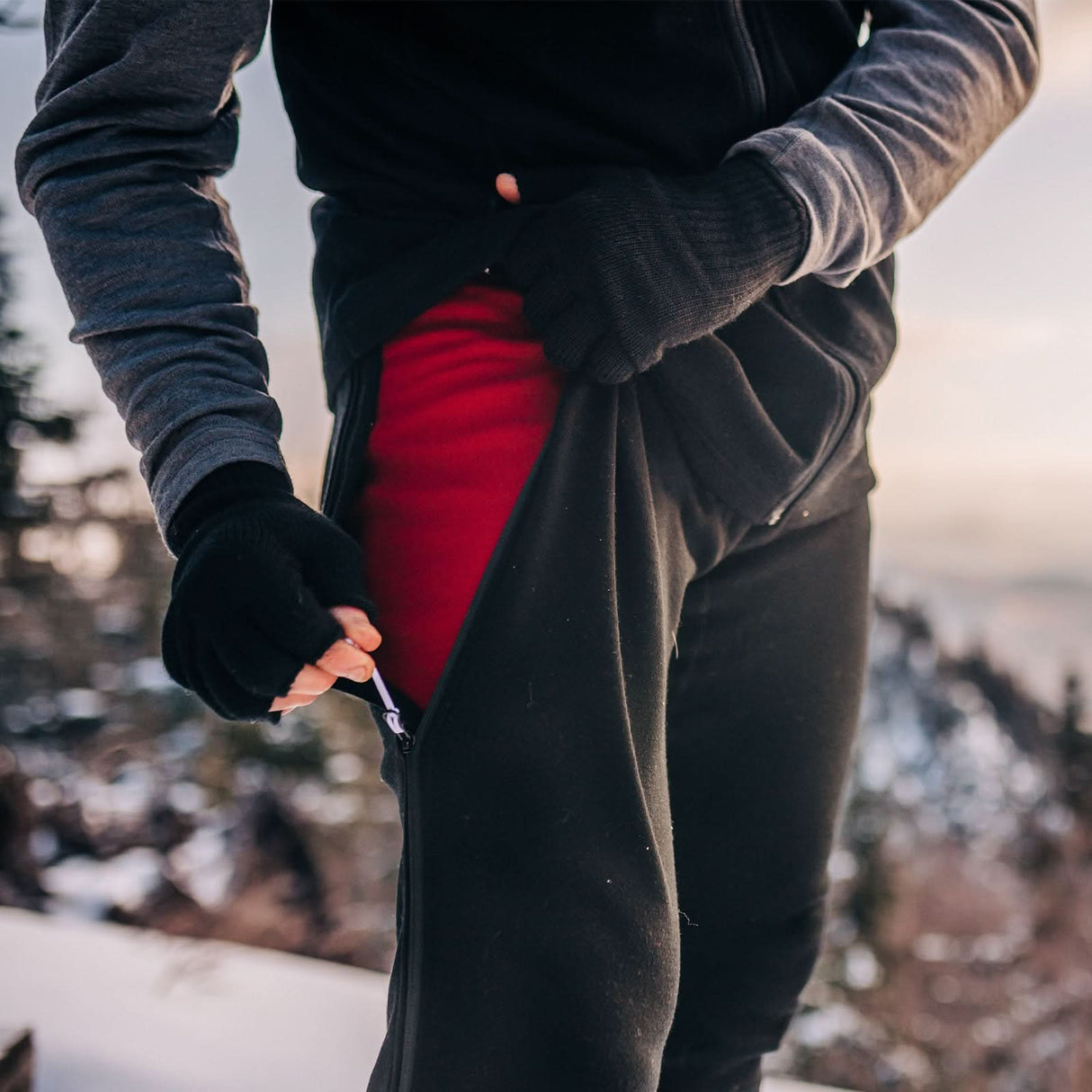 Heavyweight Wool Zip-Off Bottoms 3/4 length - 100% Merino Wool