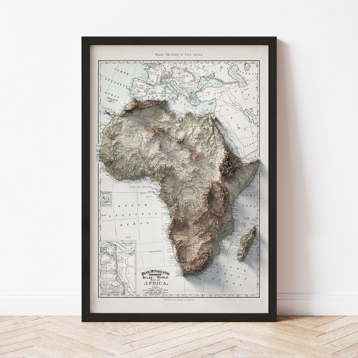 Africa Elevation Map | 1892 Vintage Topographic Reproduction