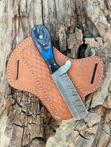 Custom Handmade Bull Cutter Knife – Damascus Steel Holiday Edition