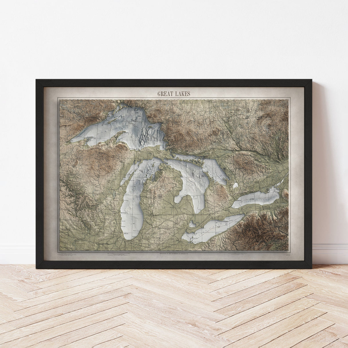 Great Lakes Elevation Map | 1955 Vintage Topographic Reproduction
