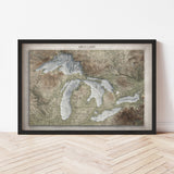 Great Lakes Elevation Map | 1955 Vintage Topographic Reproduction