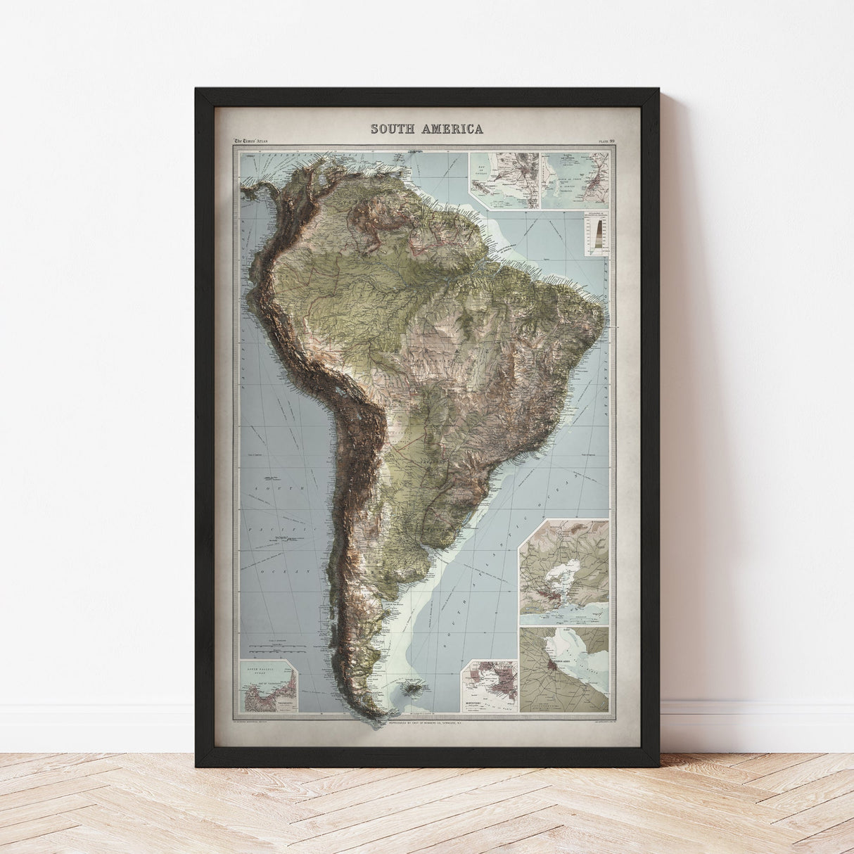 South America Elevation Map | 1922 Vintage Topographic Reproduction