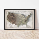United States Elevation Map | 1889 Vintage Topographic Reproduction