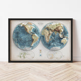 World Elevation Map | 1917 Vintage Topographic Reproduction