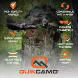 2-in-1 FRONT Leafy Face Mask and Camo Hat (Adj, OSFM)
