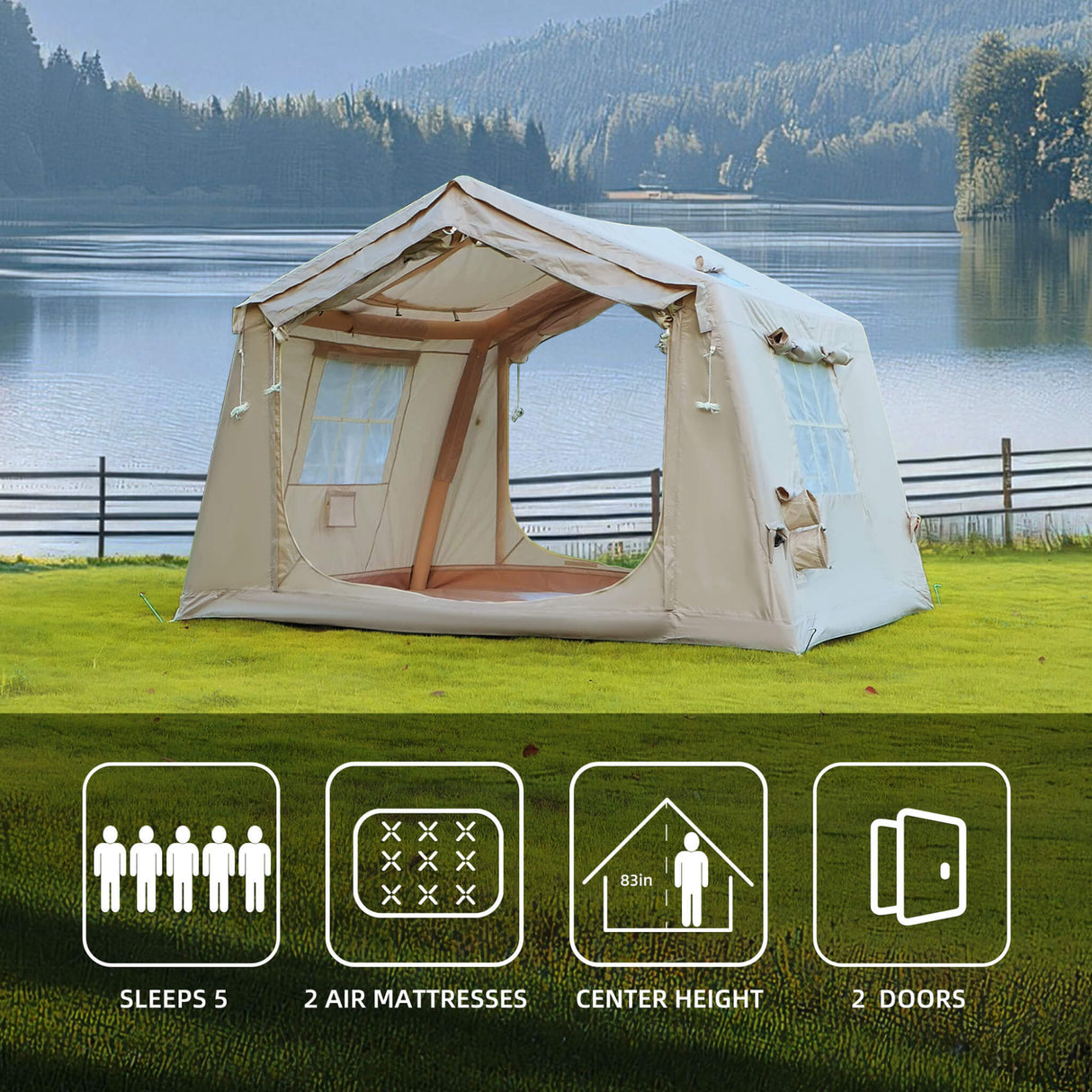 Trailora 4-Season Outdoor Inflatable Blow Up Camping Tent With Air Pump [4-6 People] (SAK46821)